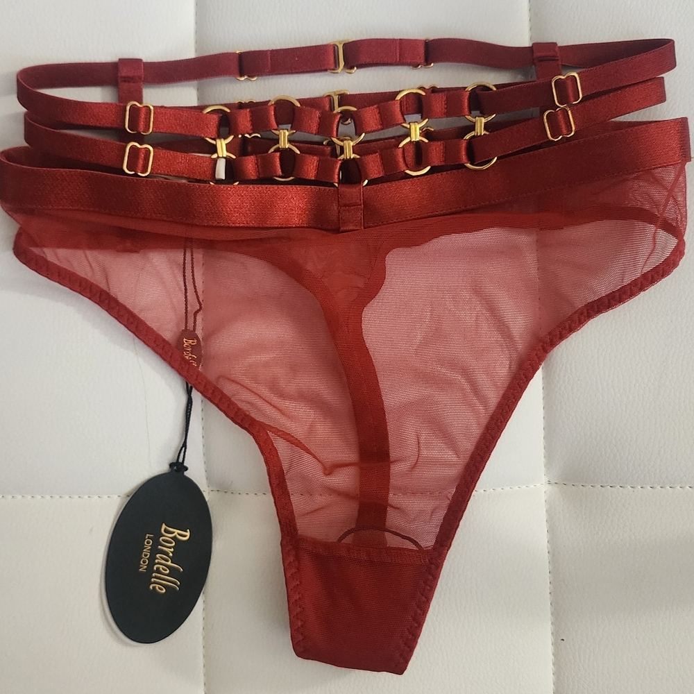 New Birdelle London Women's Red Strappy Panties,‎ Size SS.